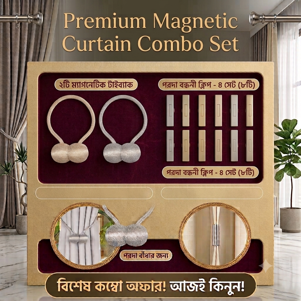 Magnetic Curtains Tieback+Clip (2pices+4set)