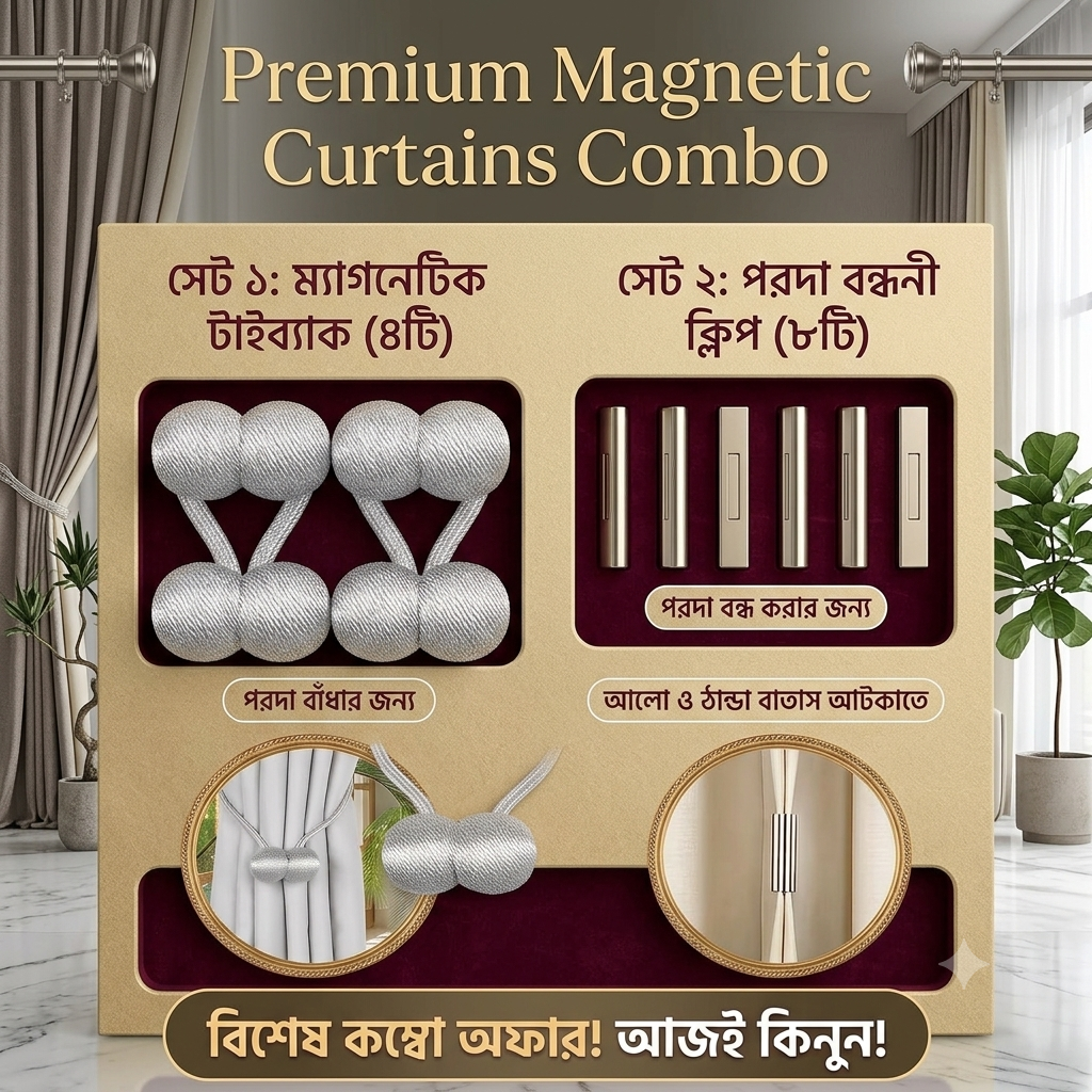 Magnetic Curtains Tieback+Clip (4pices+4set)